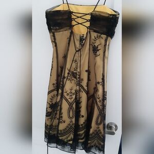 Elegant Black and Gold Embroidered Prom Dress